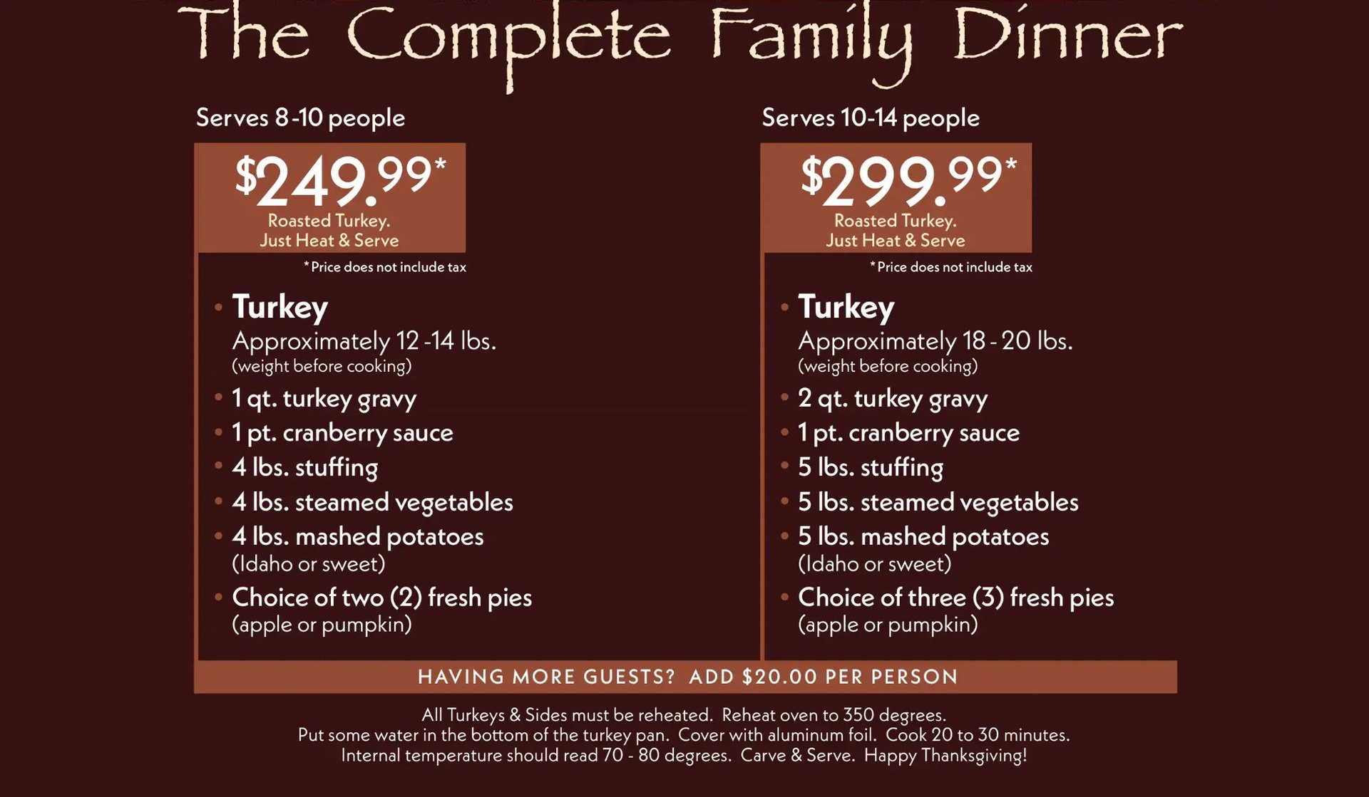 The Complete Family Dinner menu background
